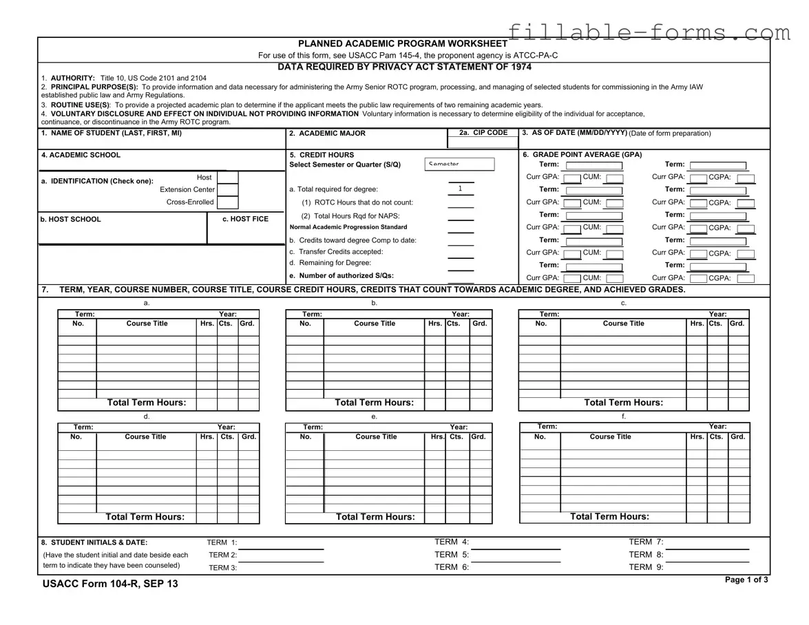 Fill Out a Valid 104 R Template