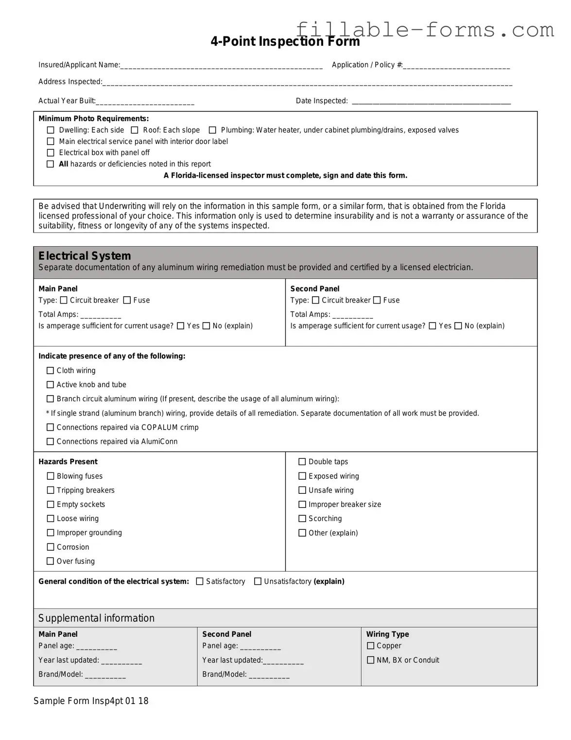 Fill Out a Valid 4 Point Inspection Template