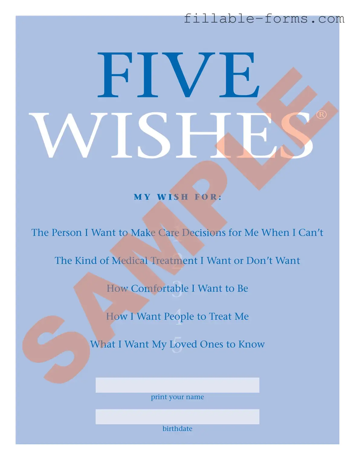 Fill Out a Valid 5 Wishes Document Template