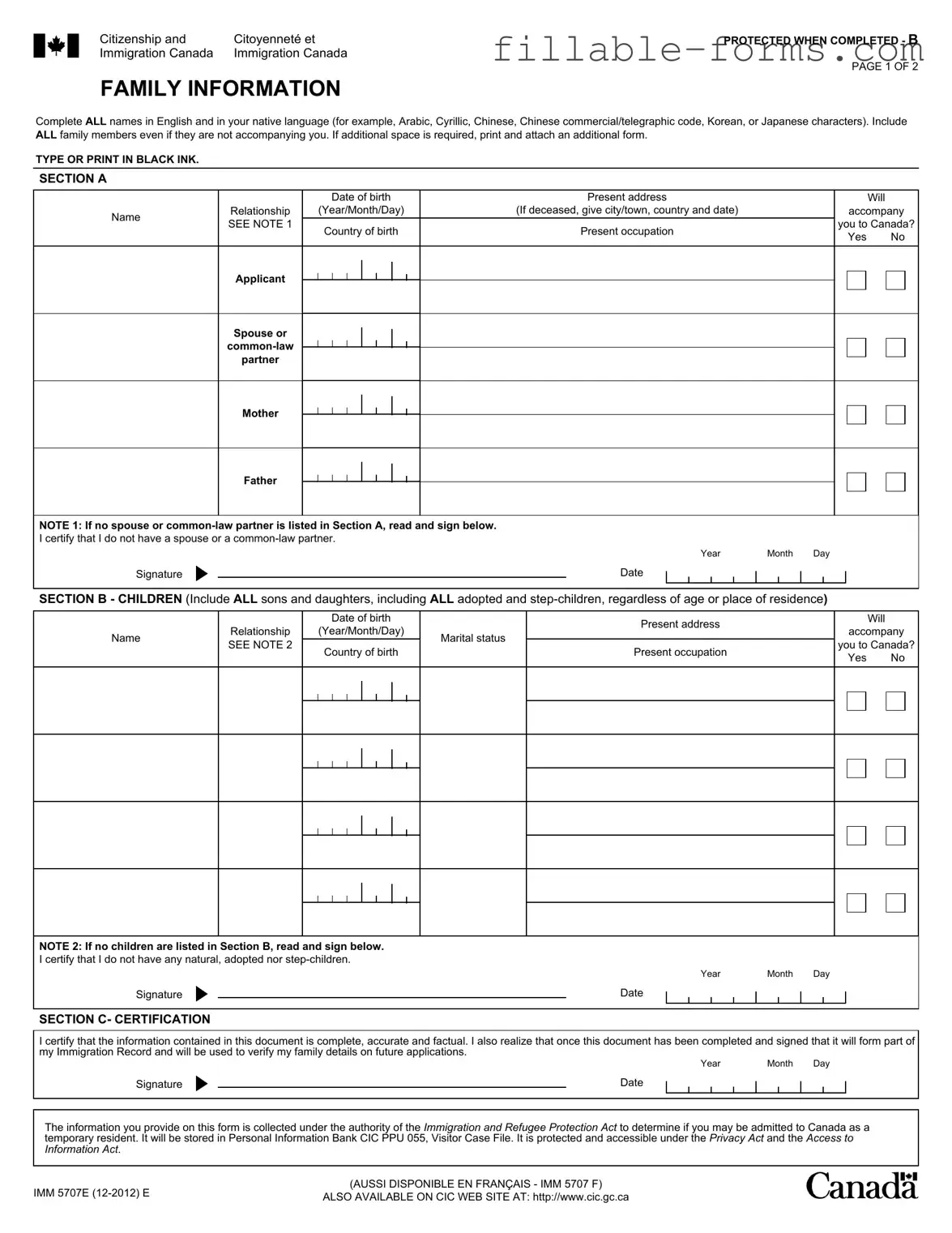 Fill Out a Valid Imm5707 Template