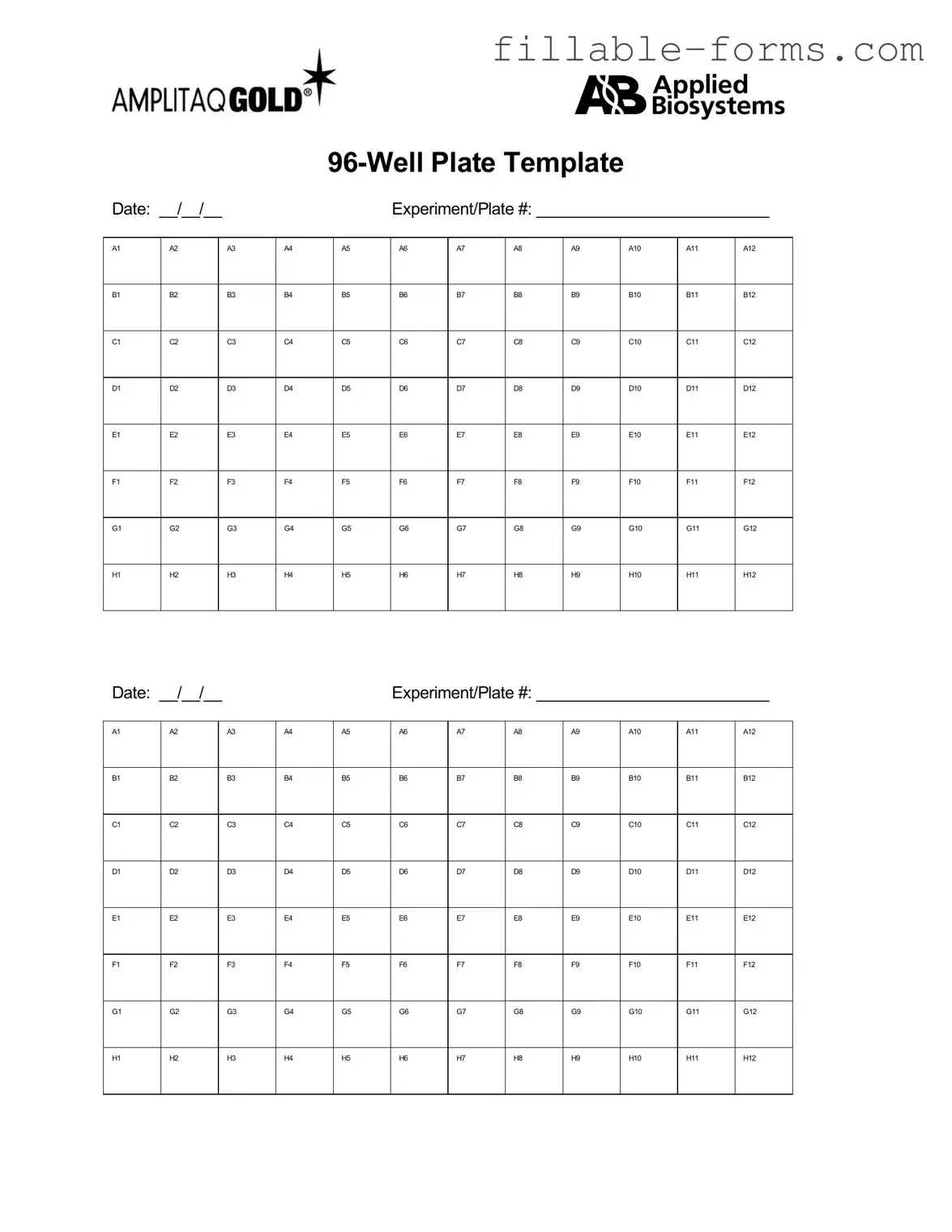 Fill Out a Valid 96 Well Template