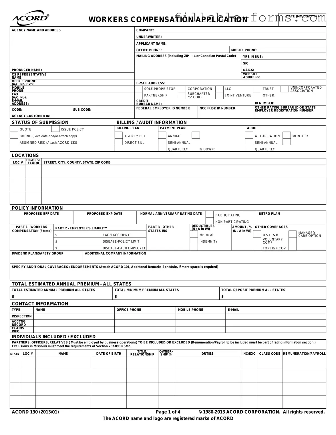Fill Out a Valid Acord 130 Template