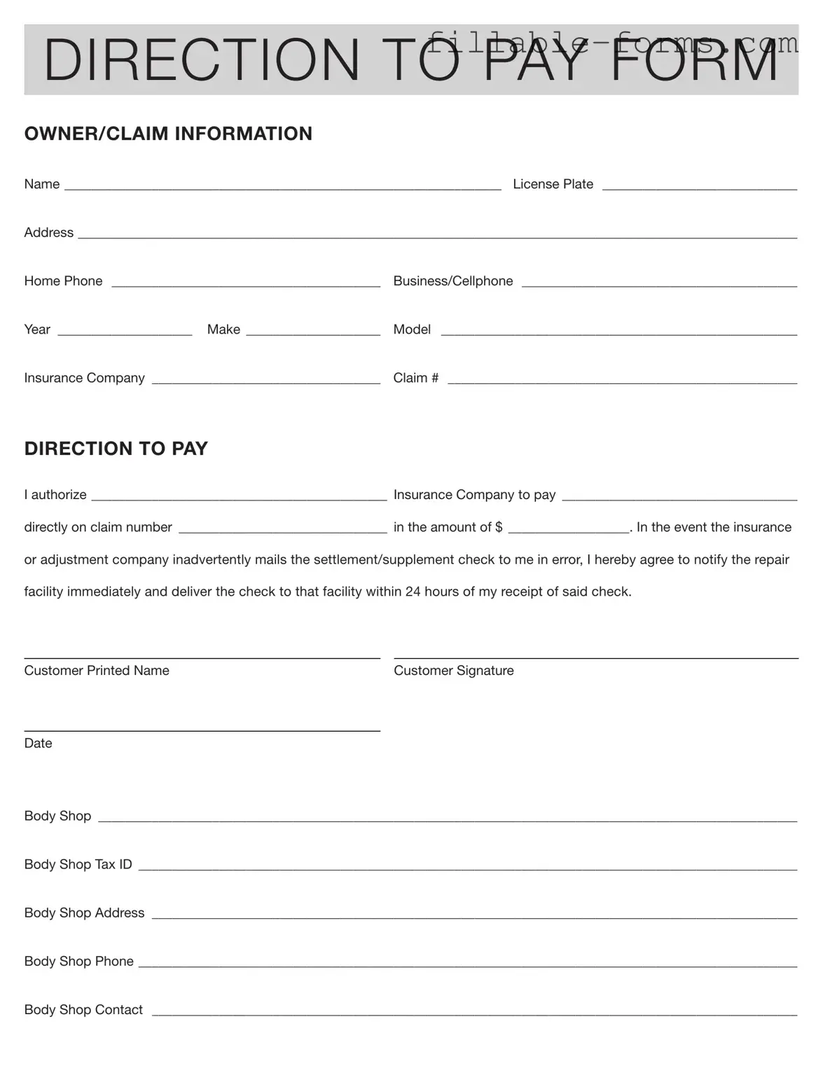Fill Out a Valid Authorization And Direction Pay Template