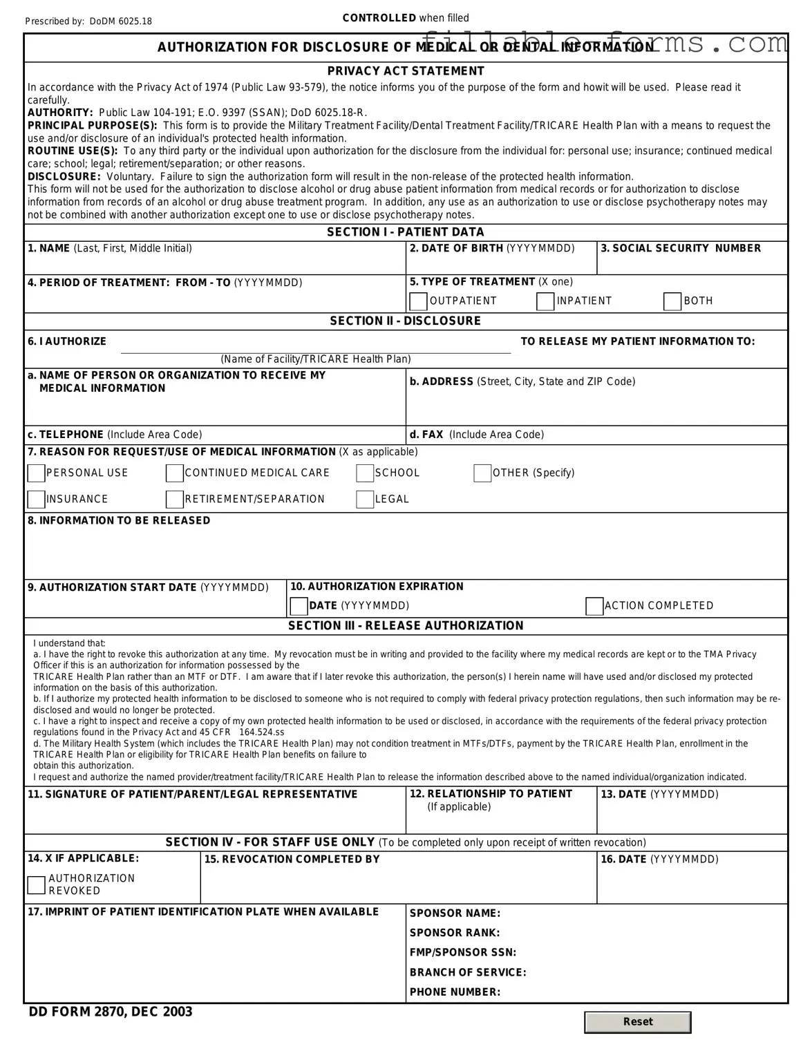 Fill Out a Valid DD 2870 Template