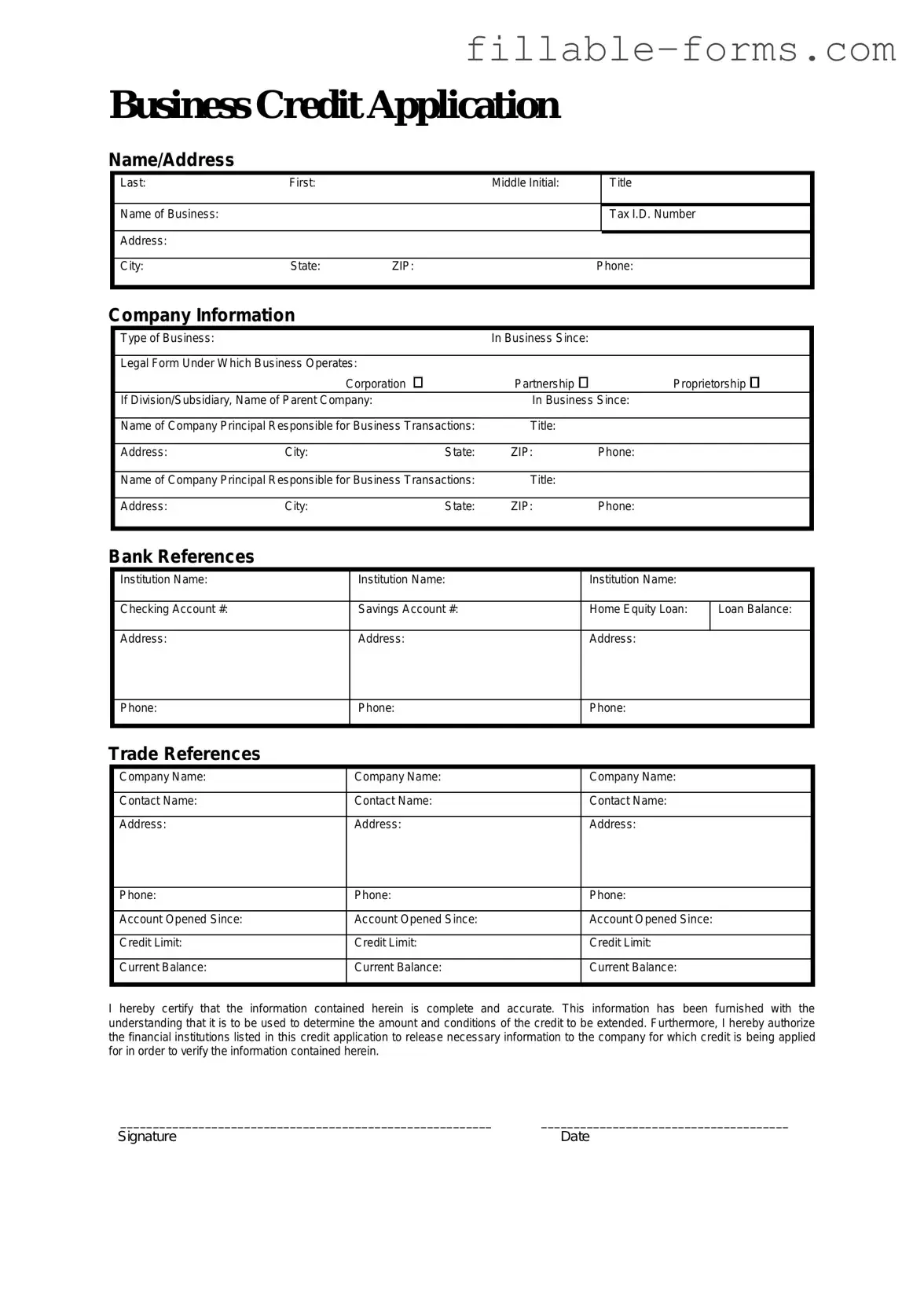 Fill Out a Valid Business Credit Application Template