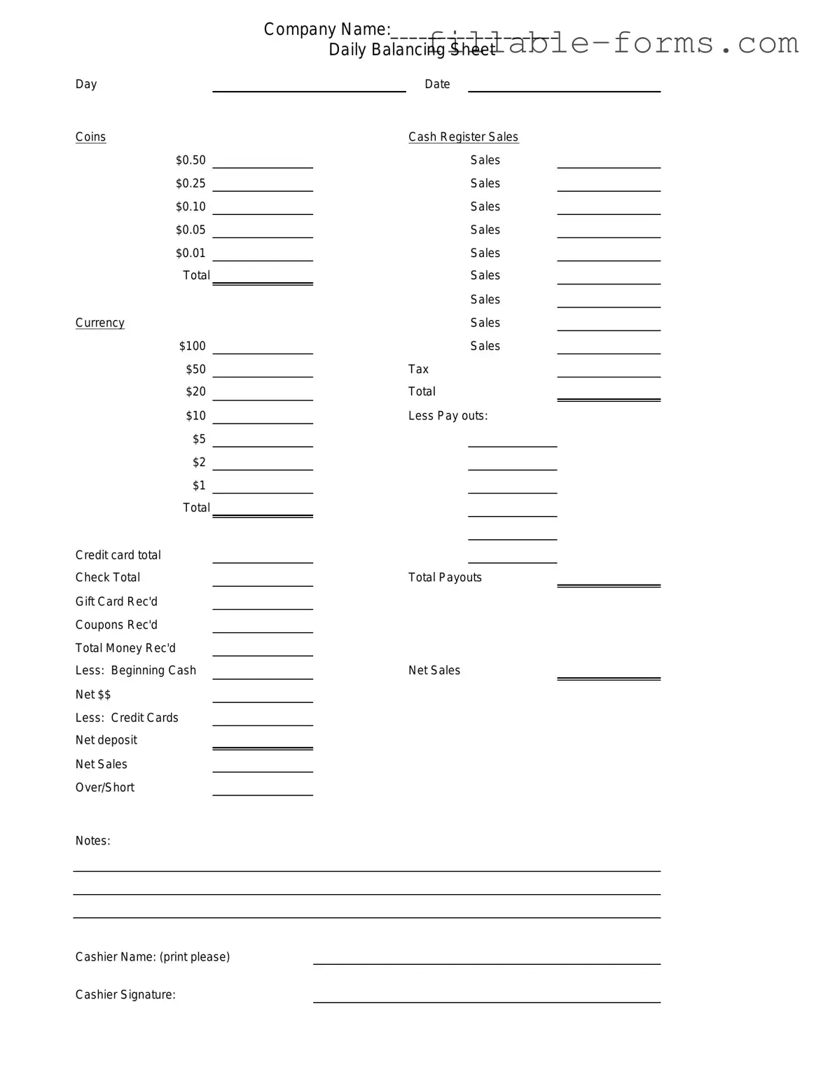 Fill Out a Valid Cash Drawer Count Sheet Template