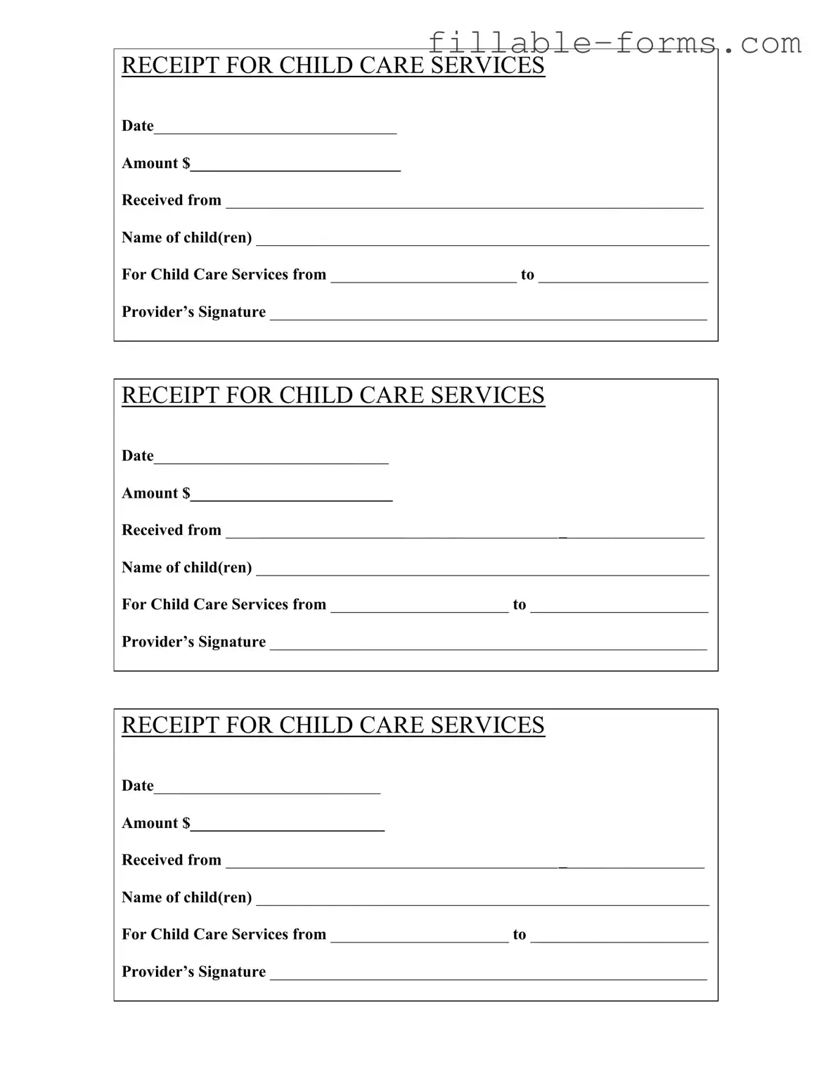 Fill Out a Valid Childcare Receipt Template