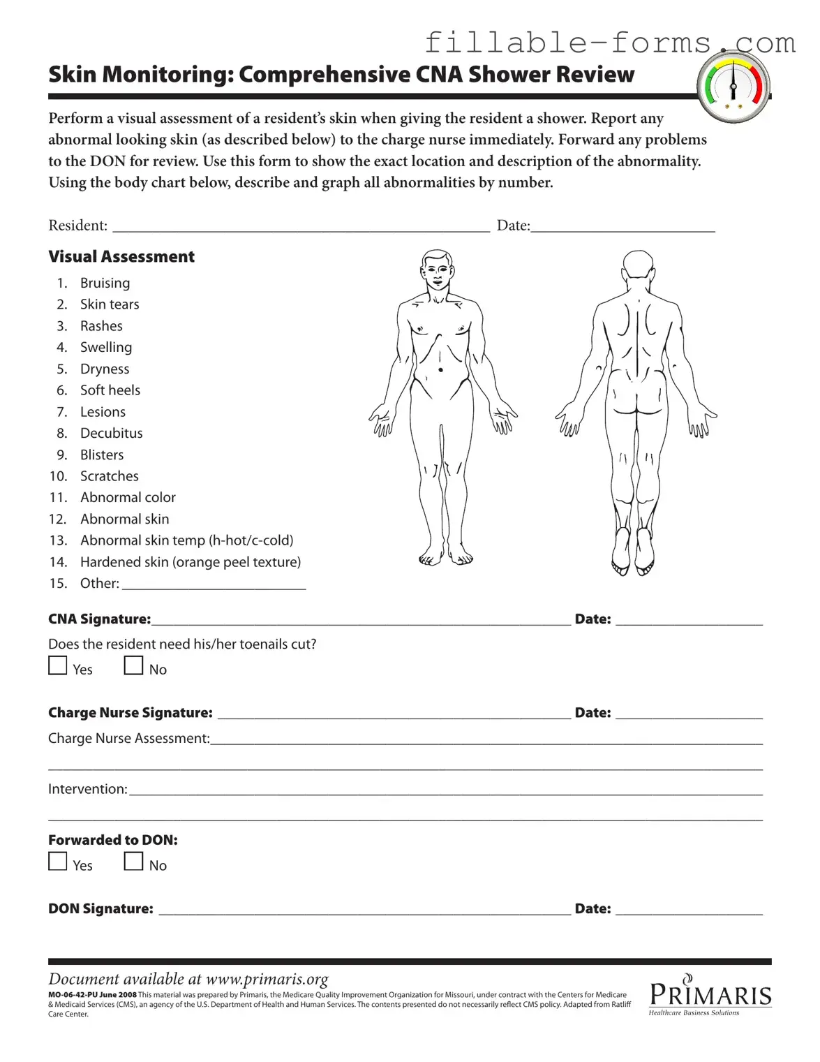 Fill Out a Valid Cna Shower Sheets Template