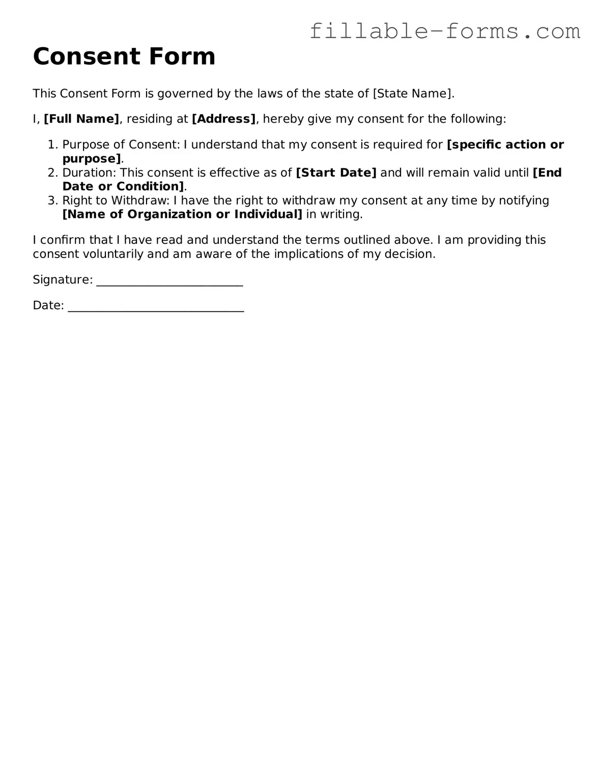 Printable Consent Form