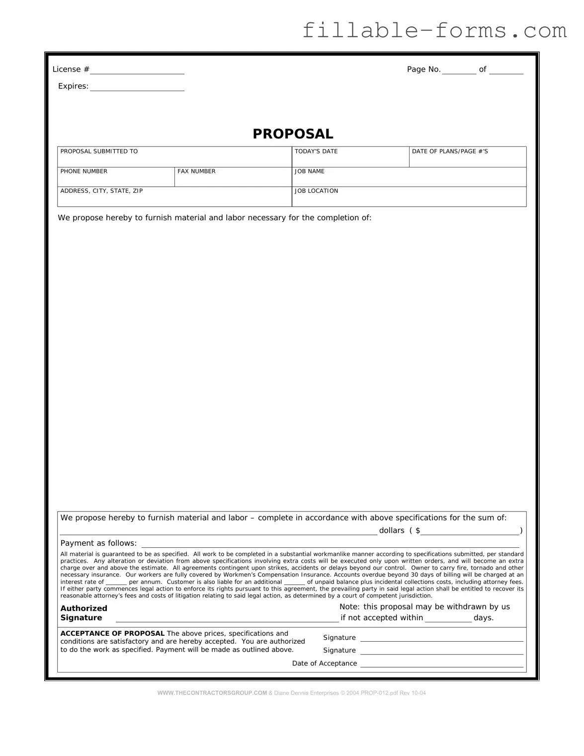 Fill Out a Valid Construction proposal form Template