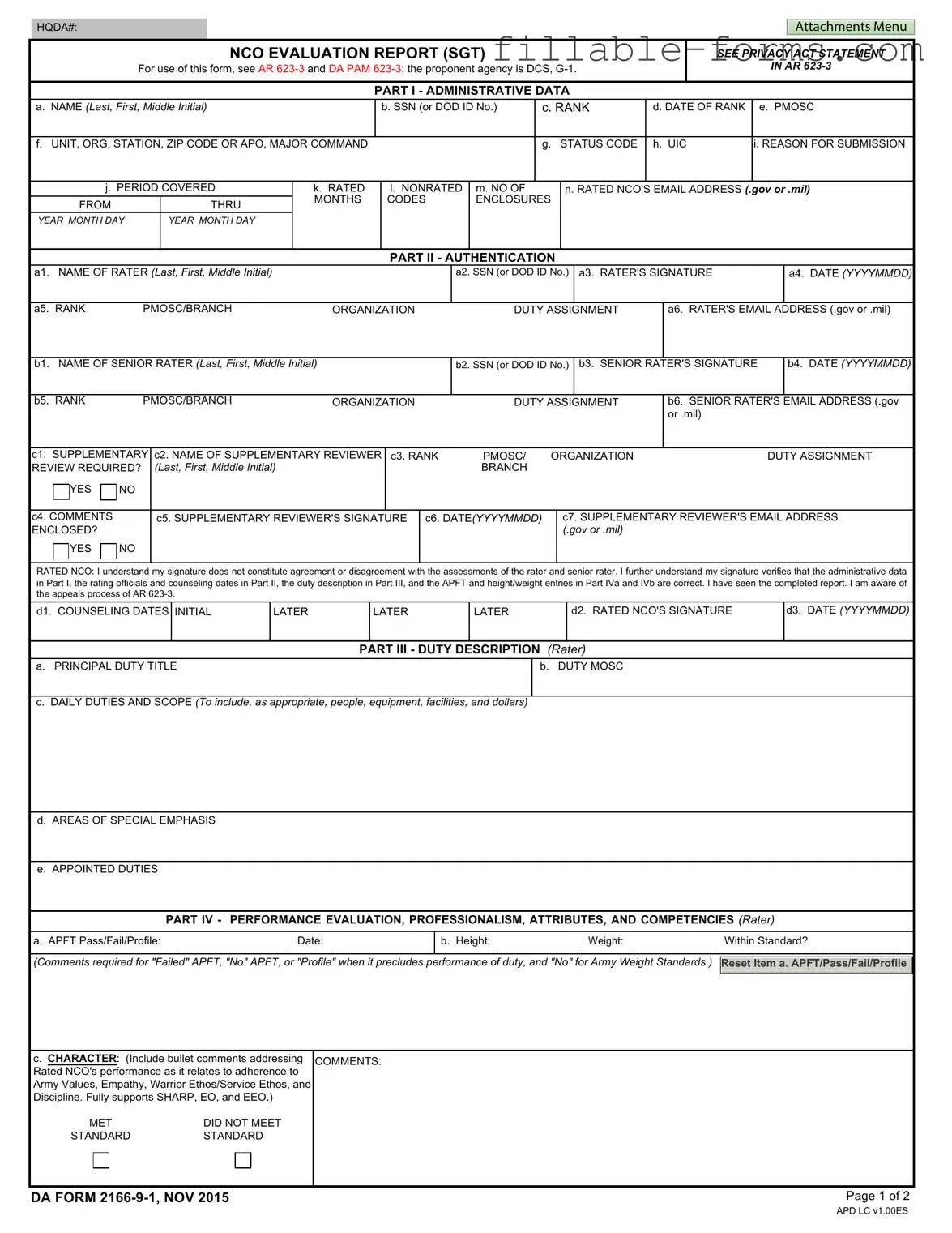 Fill Out a Valid Da 2166 9 1 Template