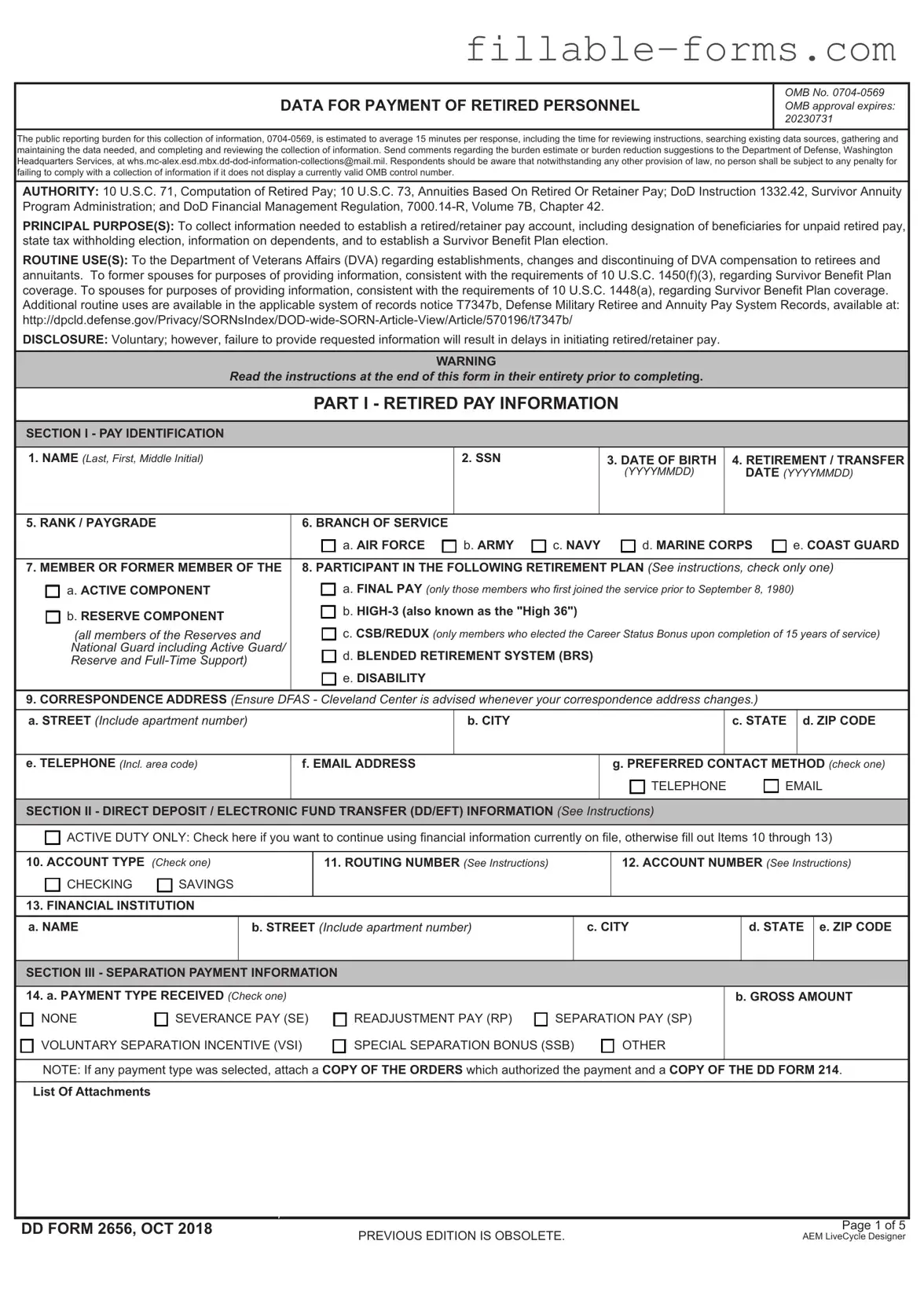 Fill Out a Valid DD 2656 Template