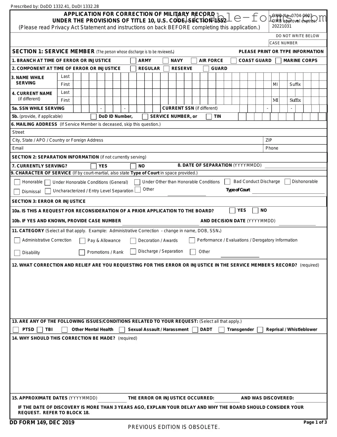 Fill Out a Valid DD 149 Template
