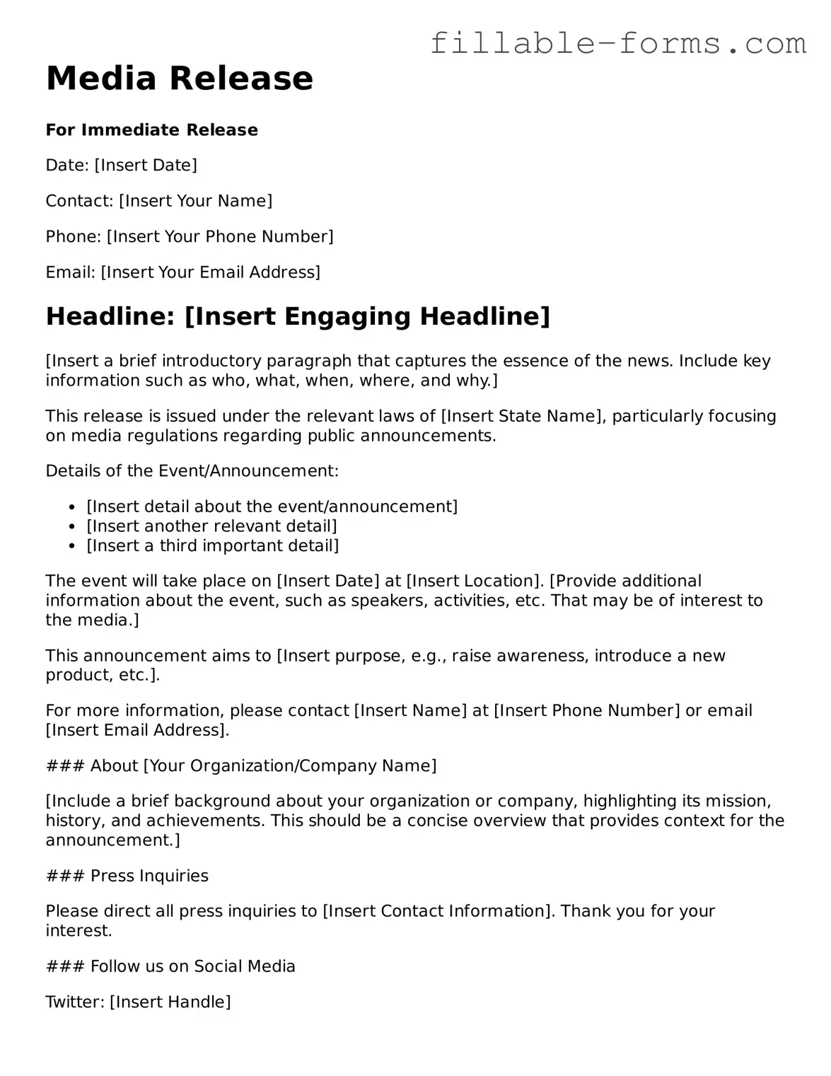 Printable Media Release Form
