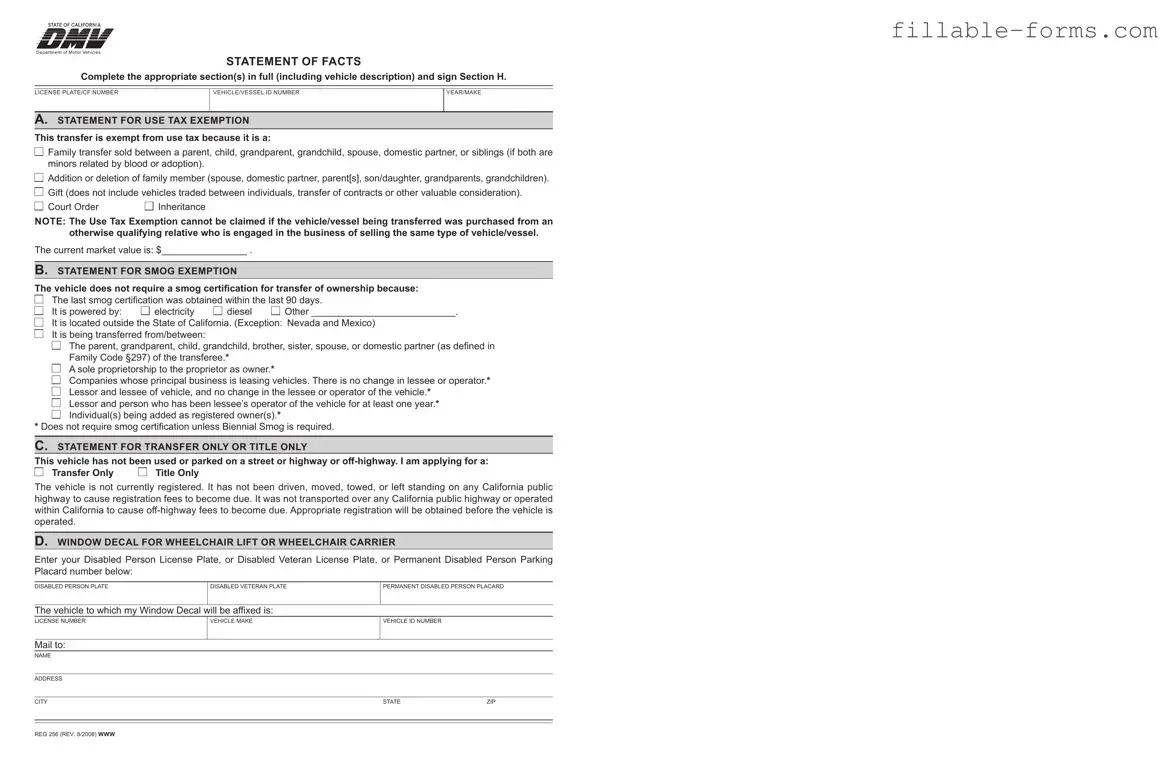 Fill Out a Valid Dmv Reg 256 Template
