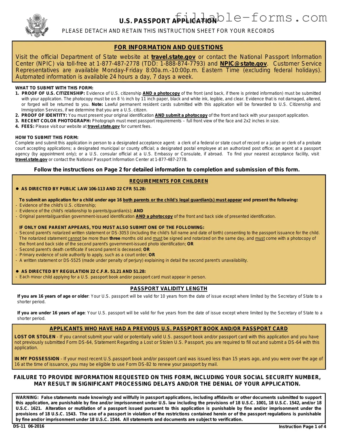 Fill Out a Valid DS-11 U.S. Passport application Template