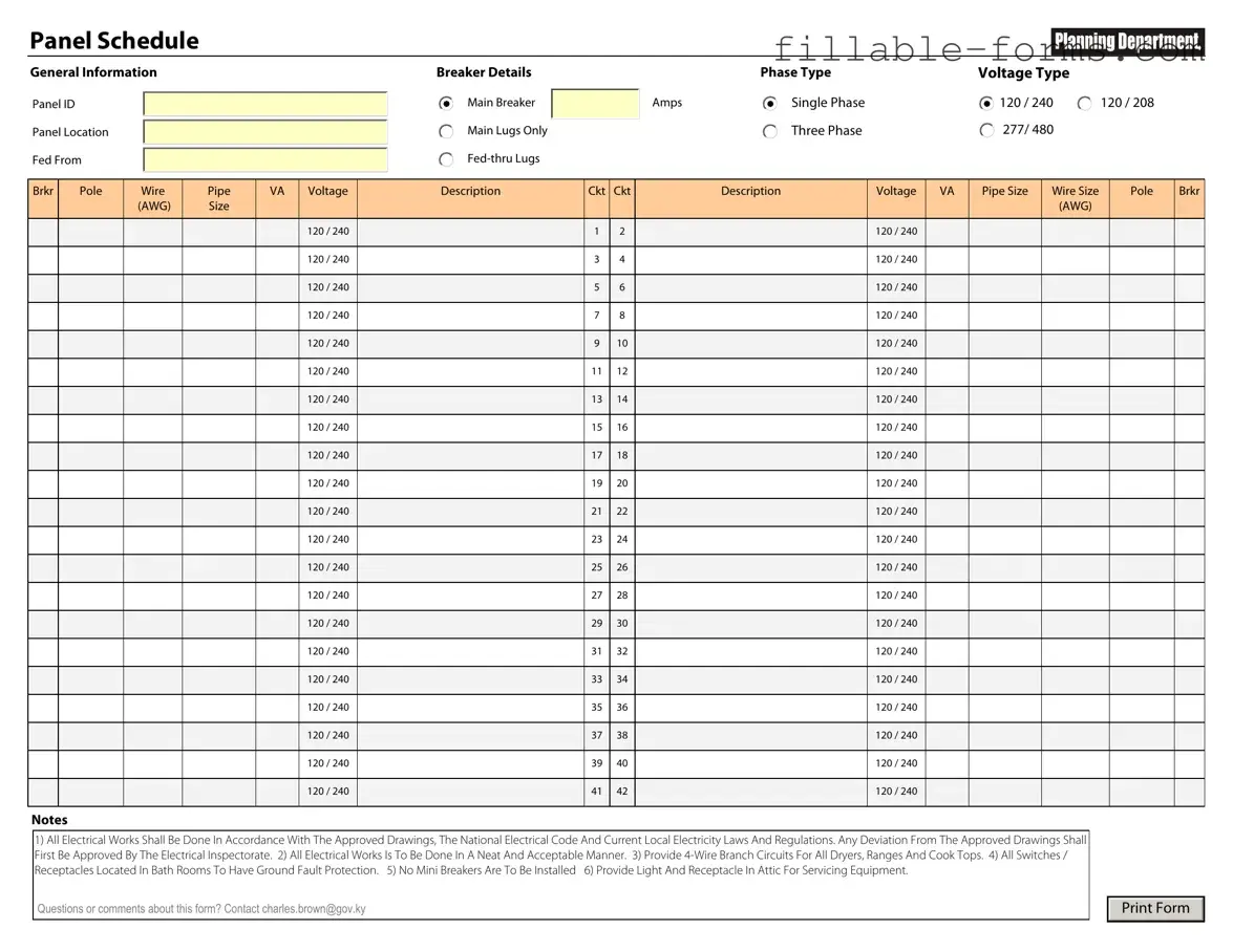 Fill Out a Valid Electrical Panel Schedule Template