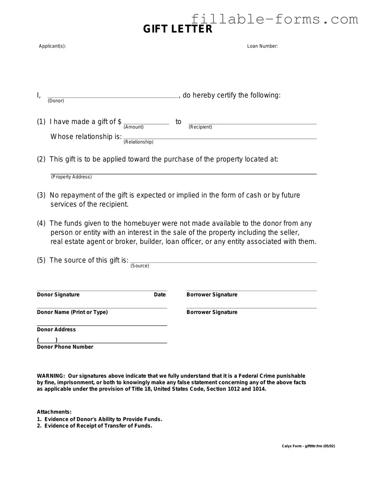 Fill Out a Valid Gift Letter Template