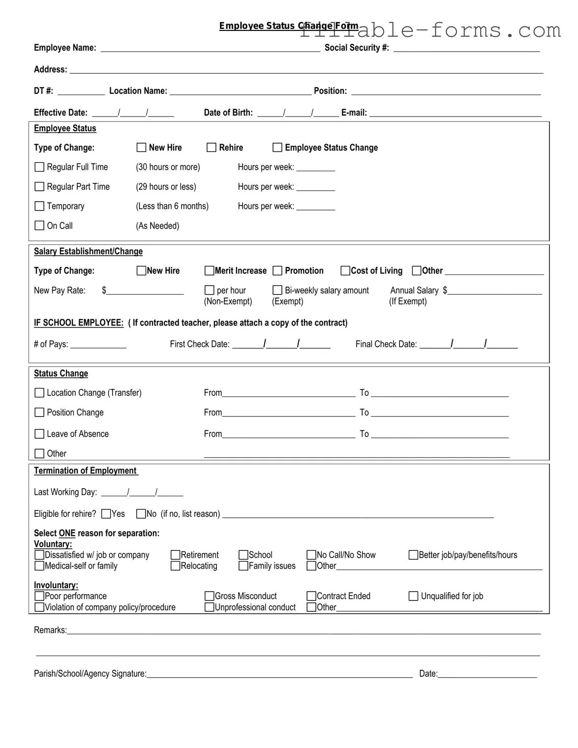 Fill Out a Valid Employee Status Change Template