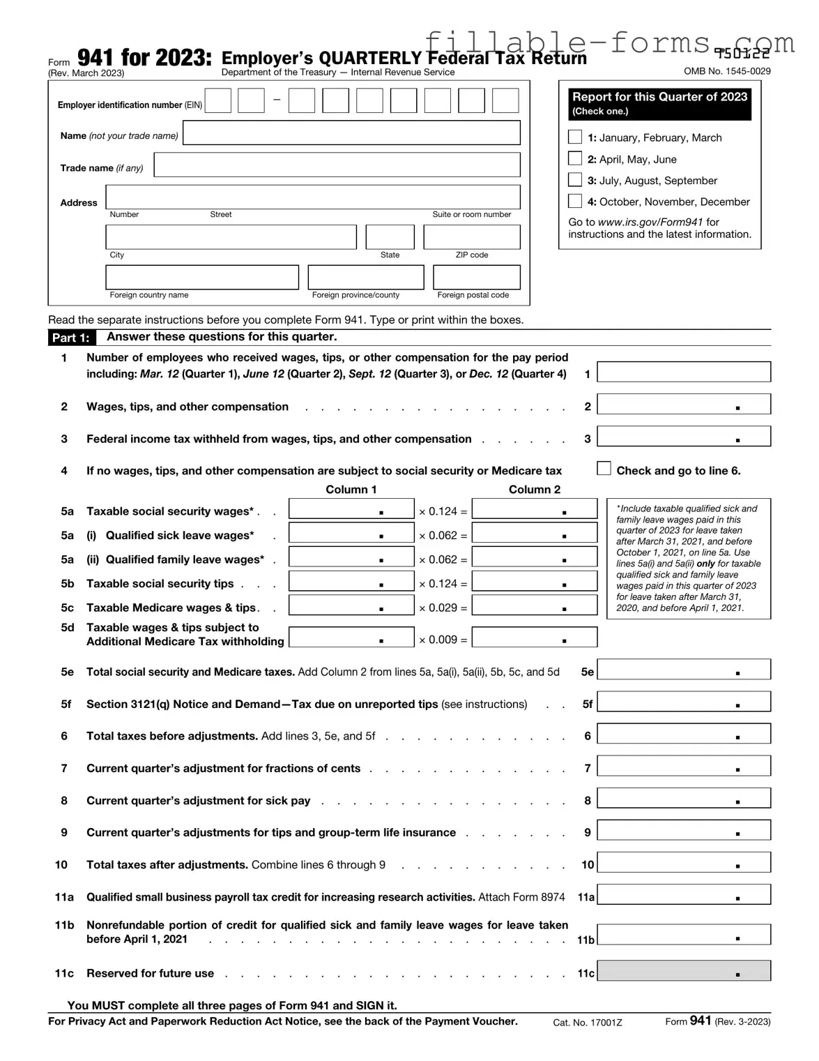 Fill Out a Valid IRS 941 Template