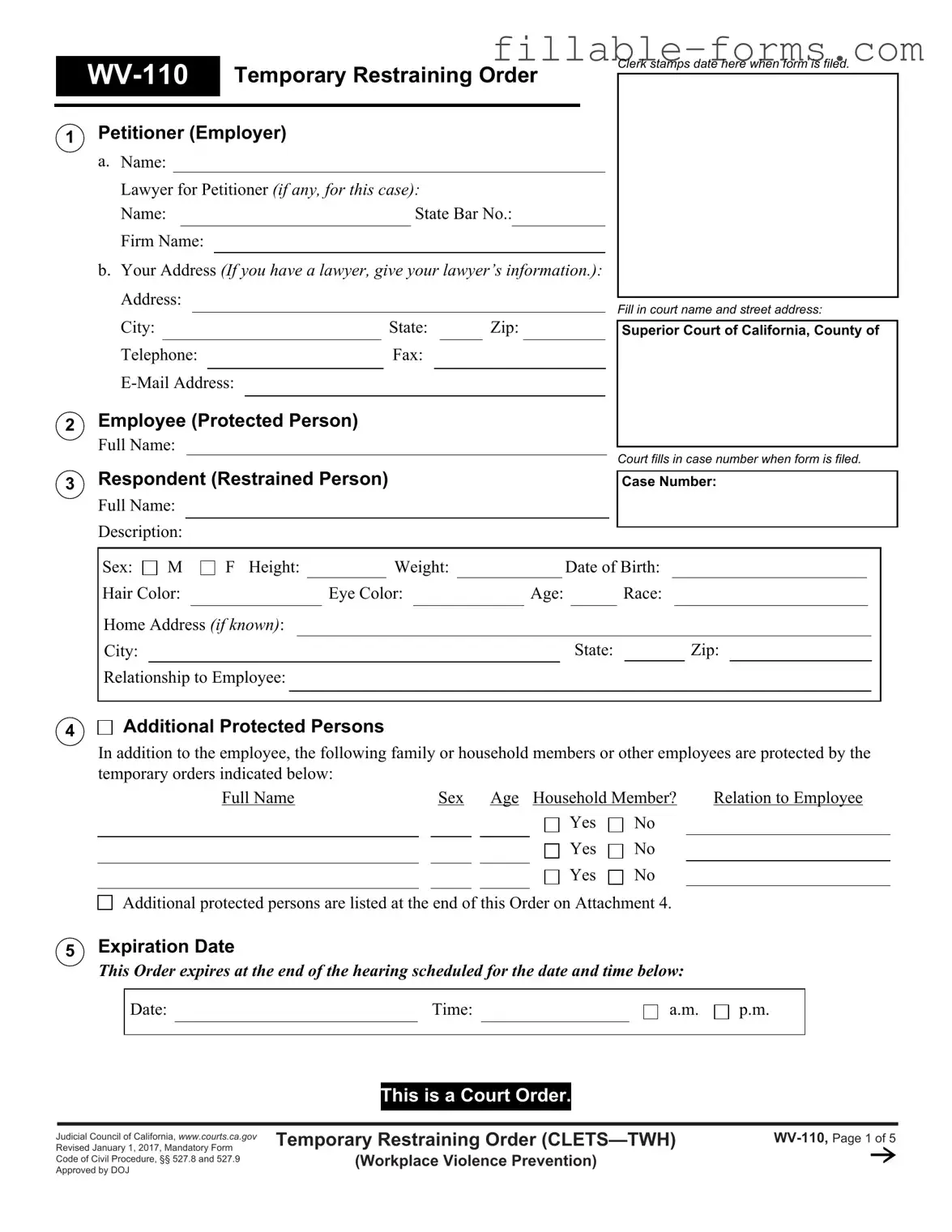 Fill Out a Valid Fake Restraining Order Template