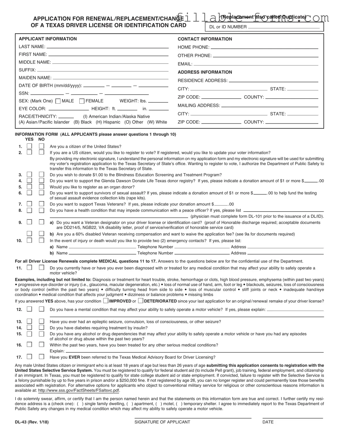 Fill Out a Valid DL-43 Template