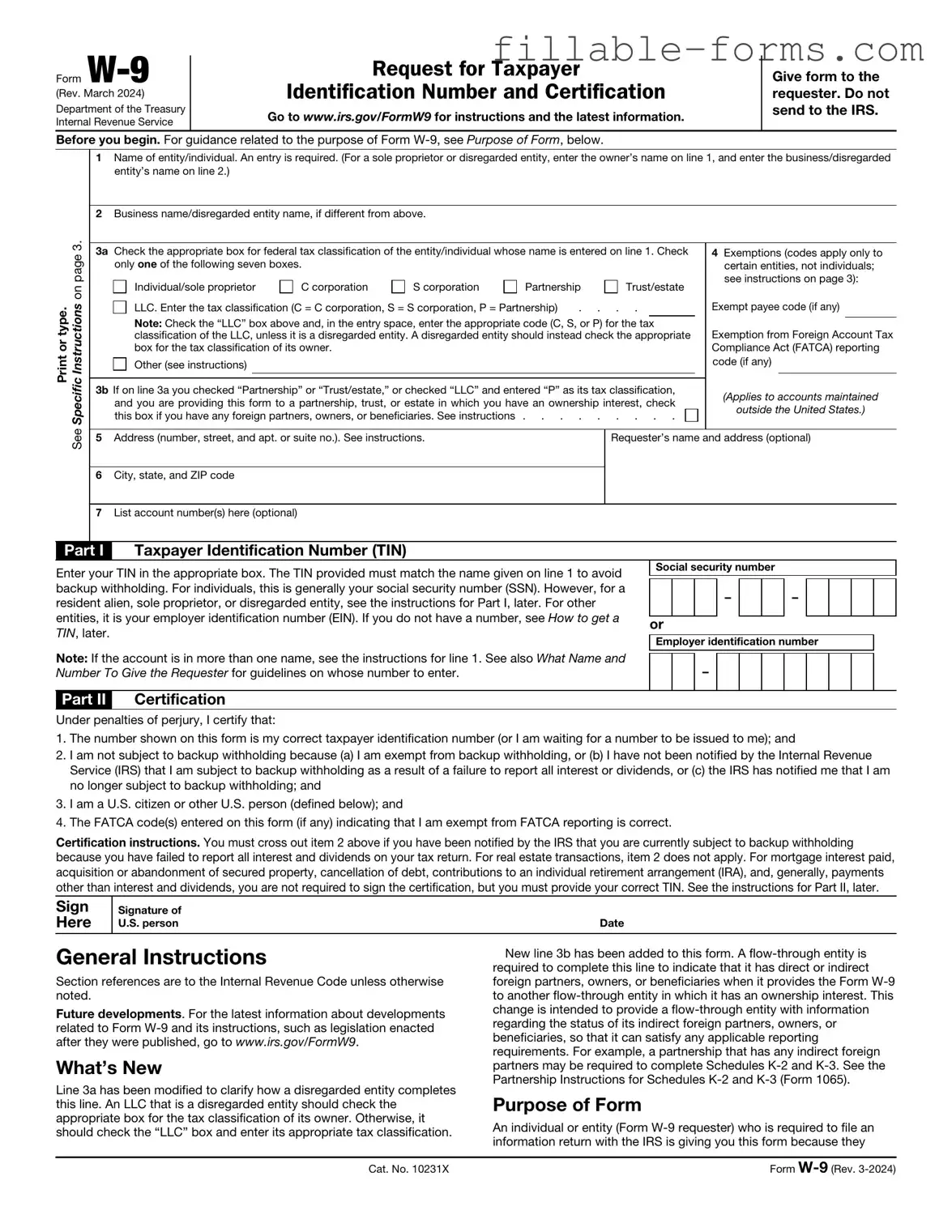 Fill Out a Valid IRS W-9 Template
