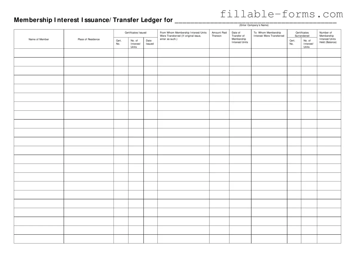 Fill Out a Valid Membership Ledger Template