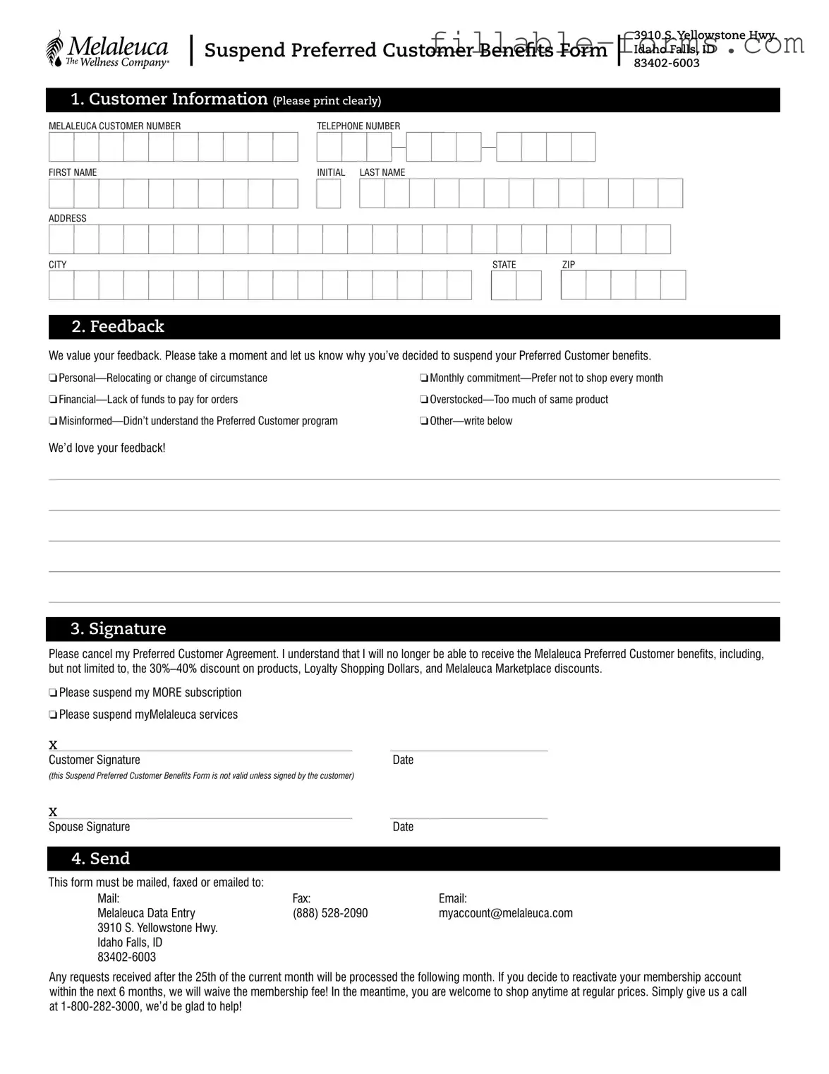 Fill Out a Valid Melaleuca Cancellation Template