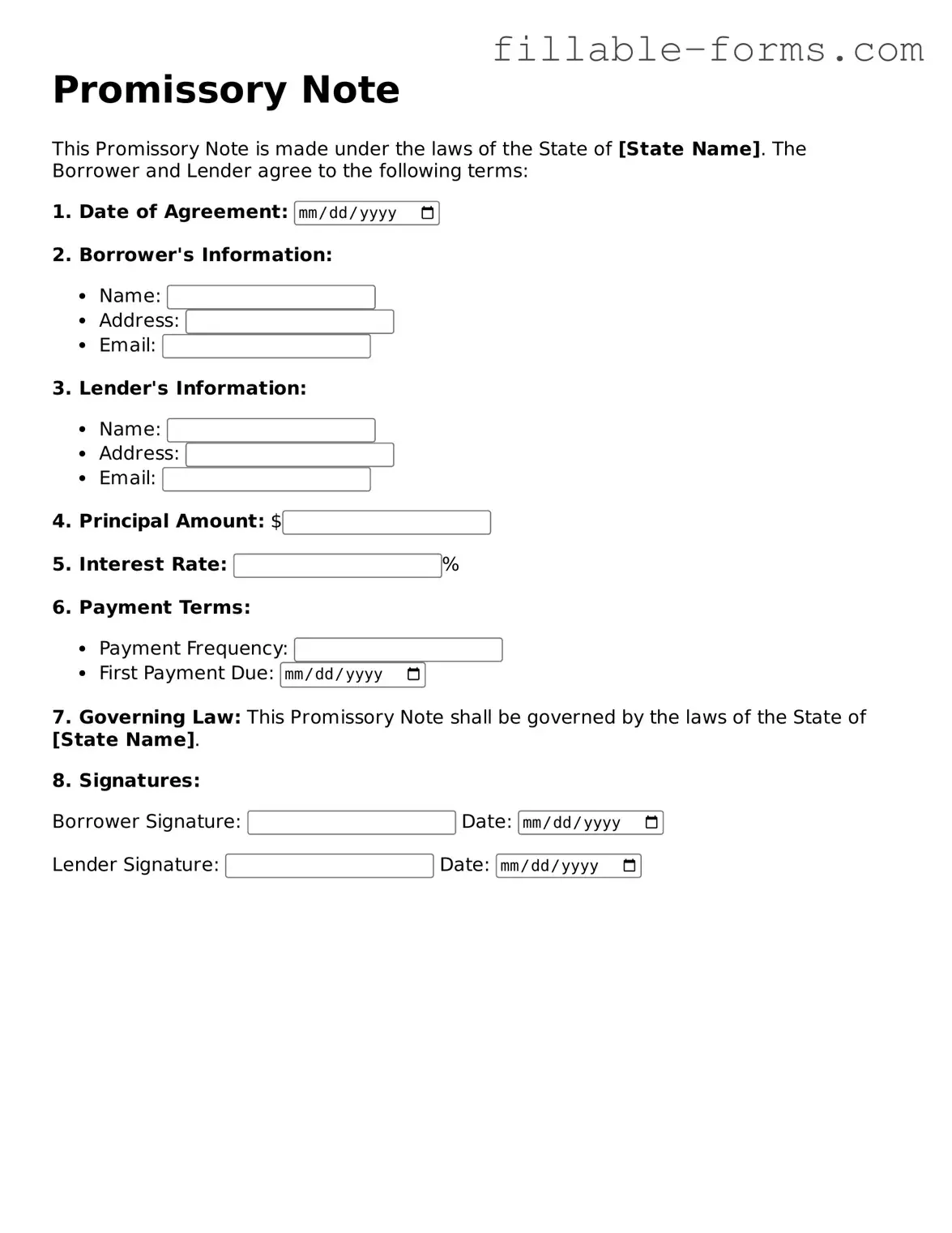 Printable Promissory Note Form