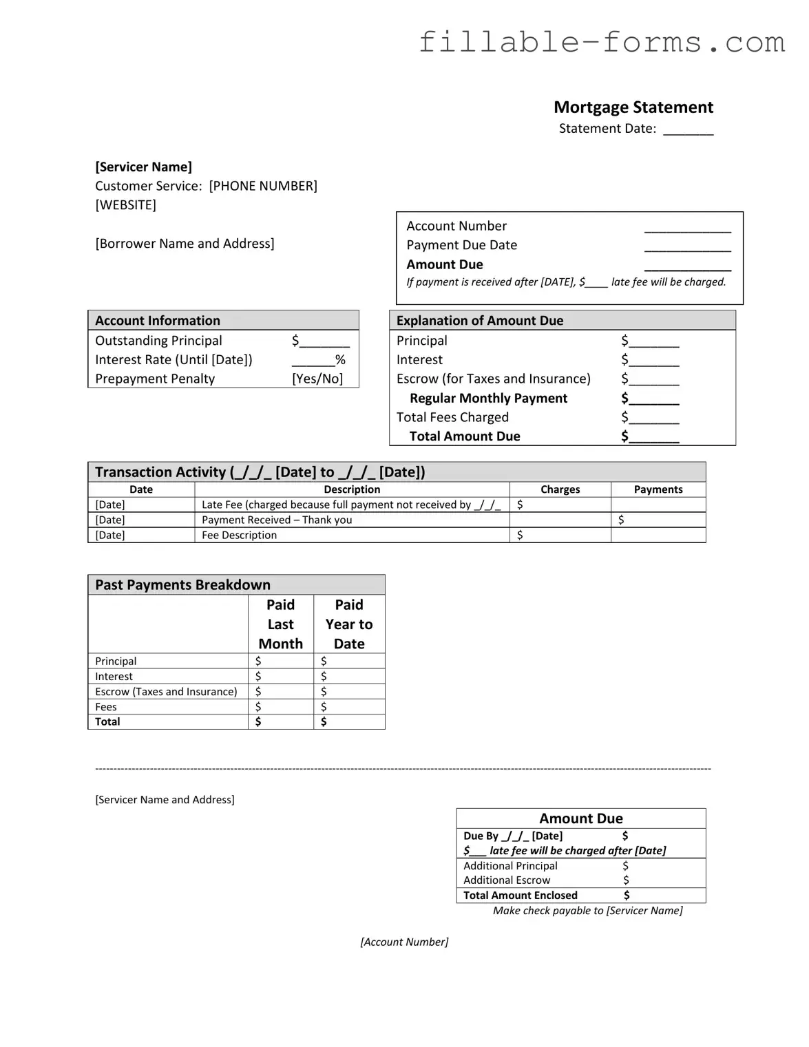 Fill Out a Valid Mortgage Statement Template
