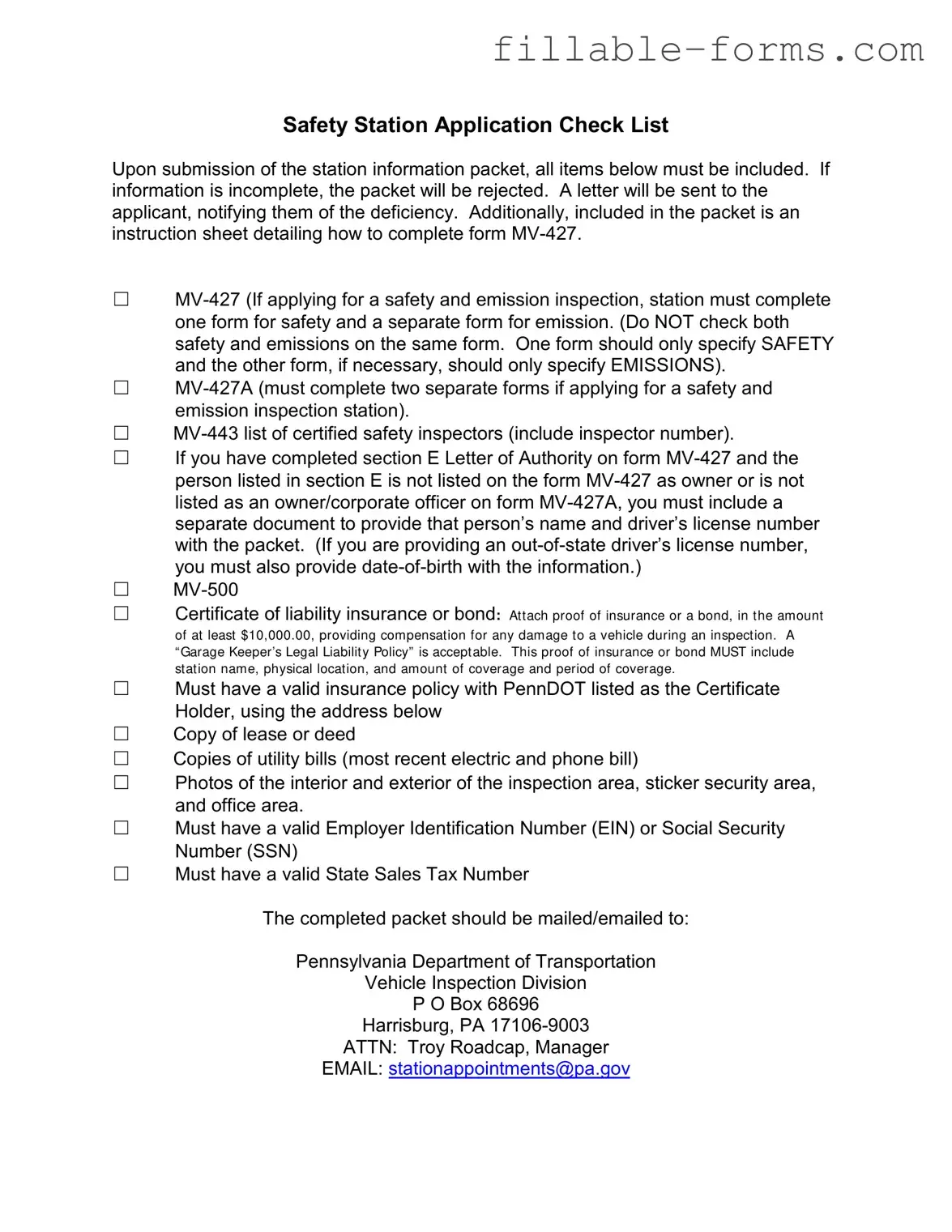 Fill Out a Valid Mv 427 Penndot Template