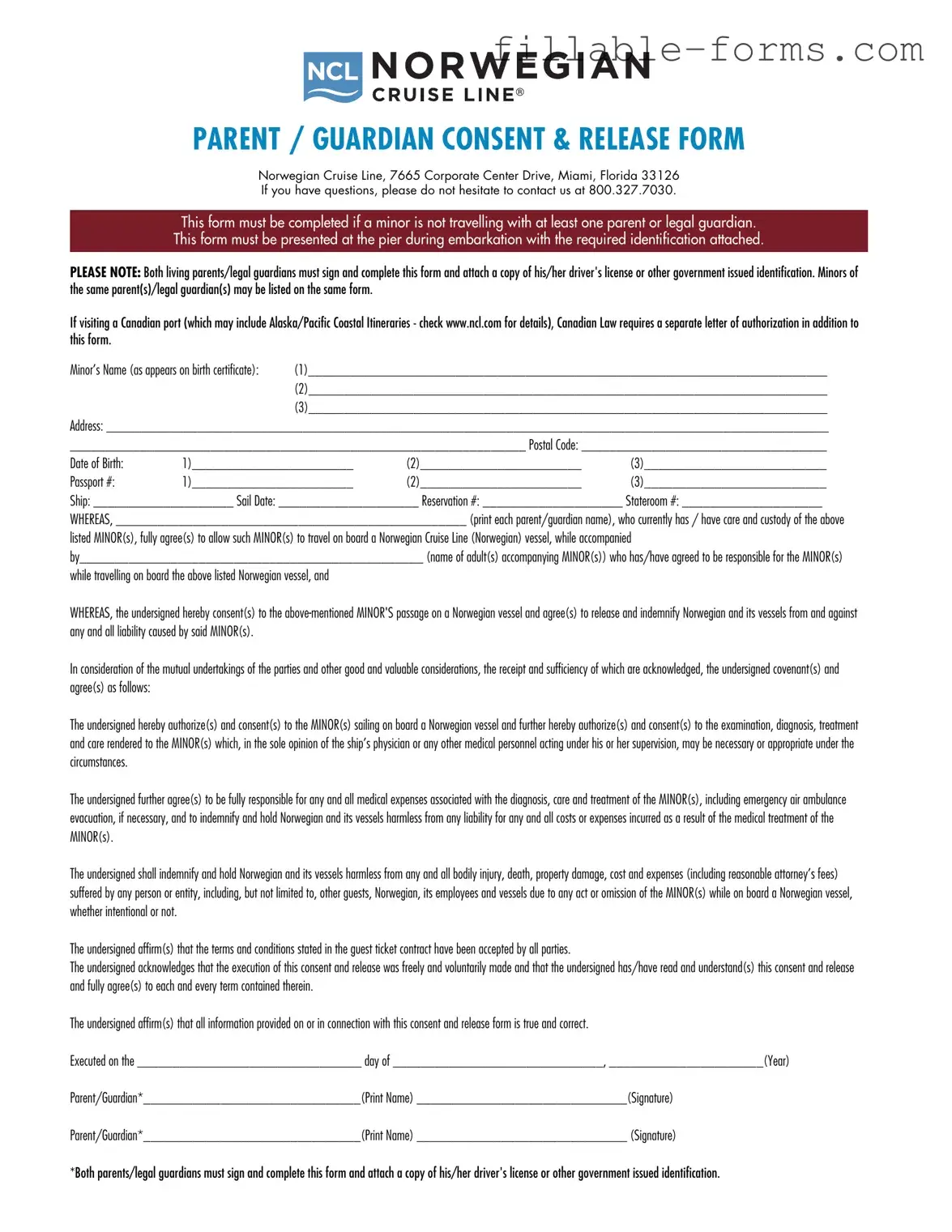 Fill Out a Valid NCL Parental Consent Template