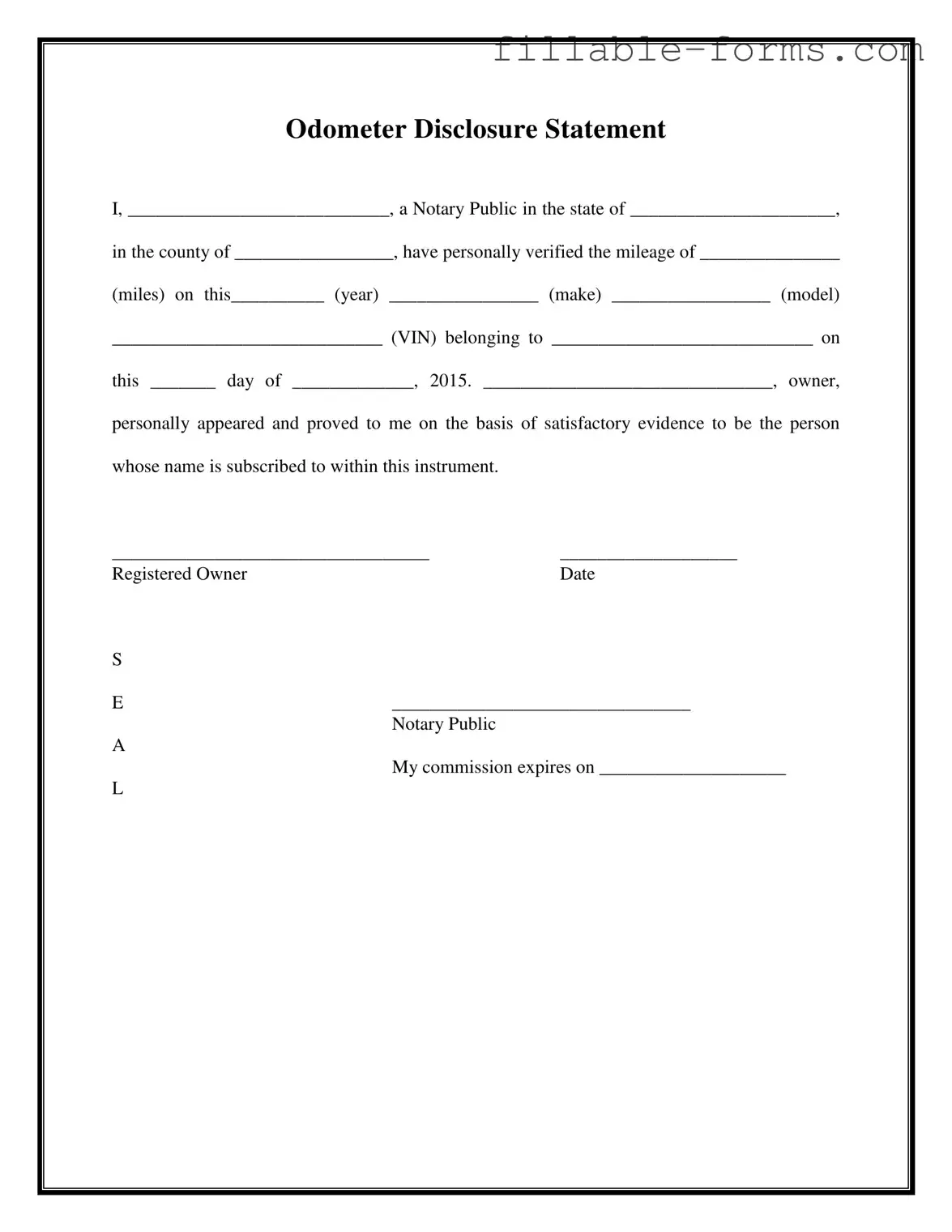 Fill Out a Valid Notarized Odometer Statement Template