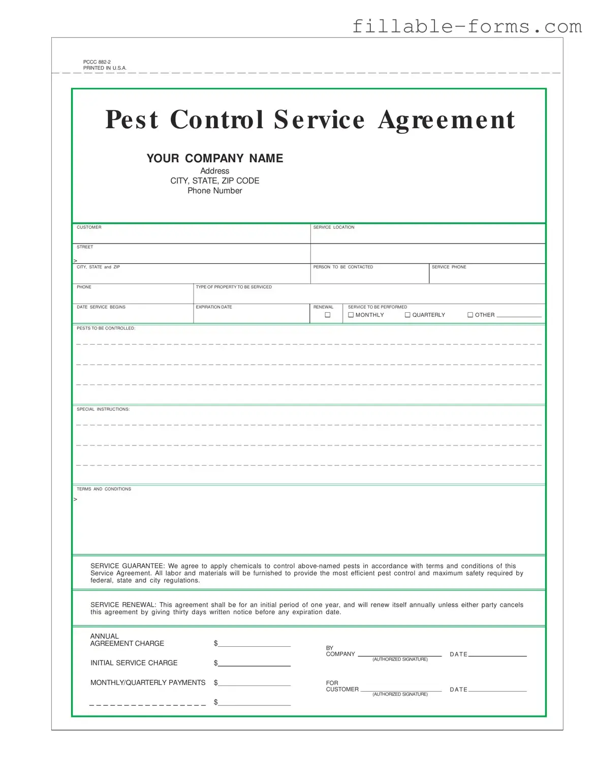 Fill Out a Valid Pest Control Contract Template