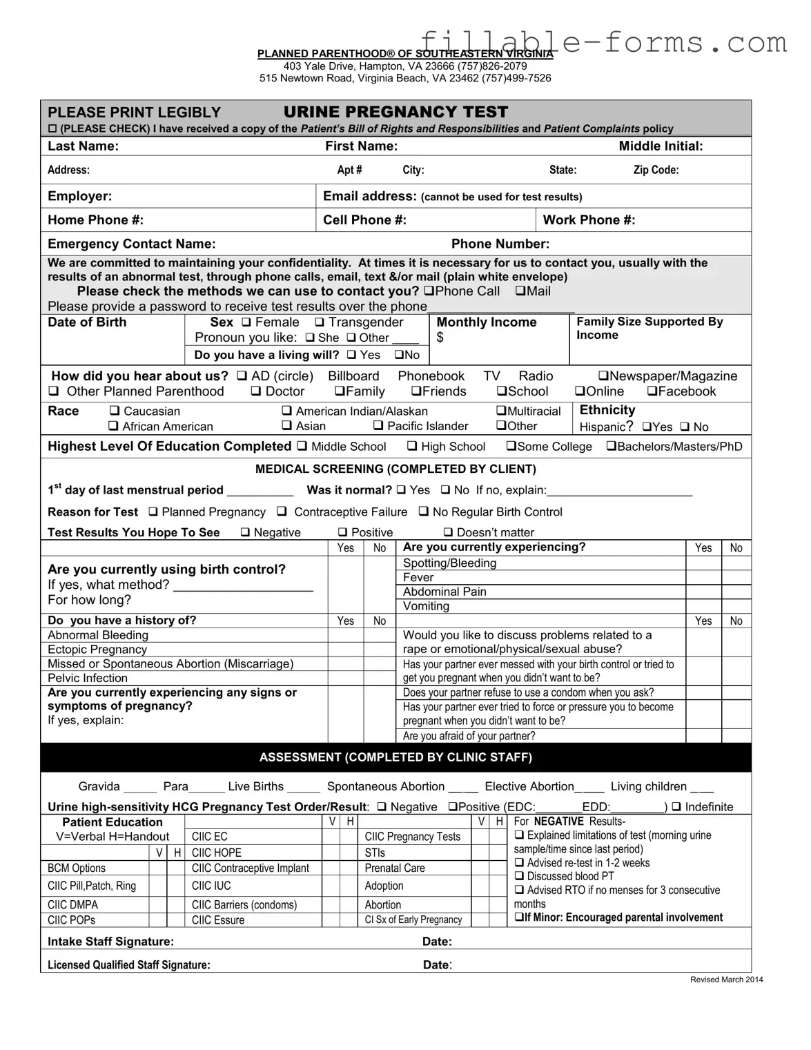 Fill Out a Valid Planned Parenthood Proof Template