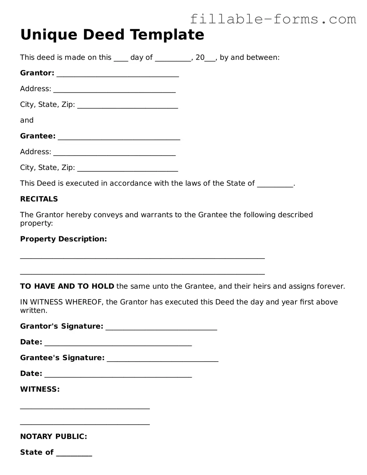 Printable Deed Form