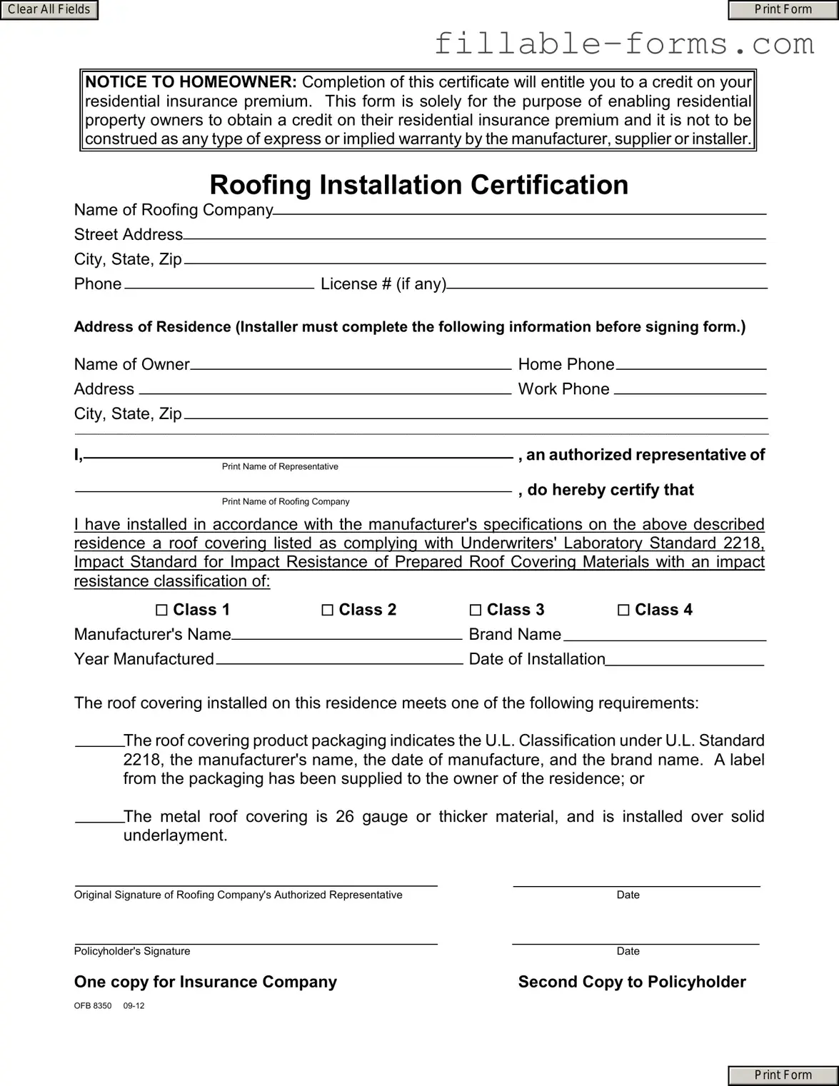 Fill Out a Valid Roofing Certificate Template