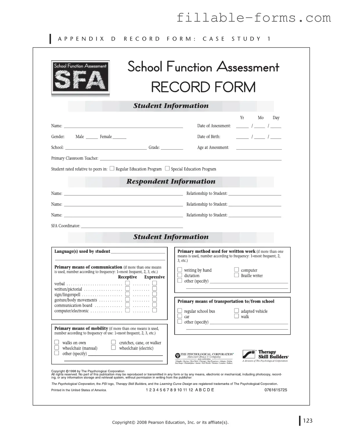 Fill Out a Valid School Function Assessment Template