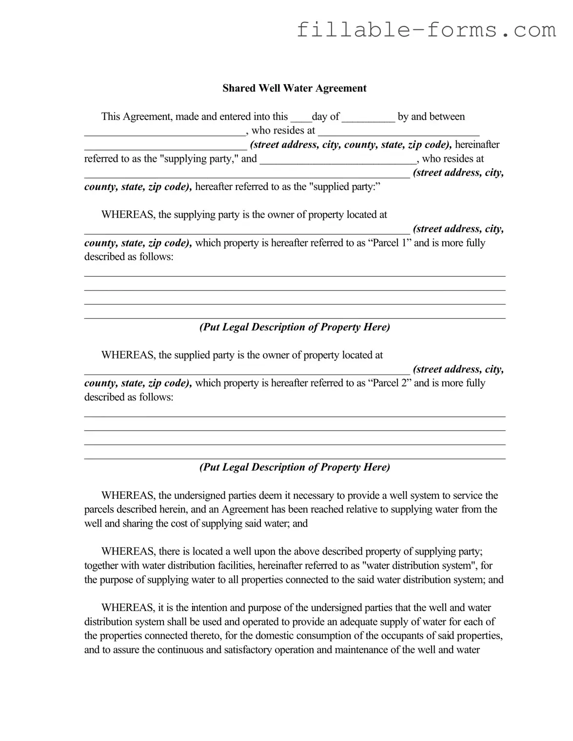 Fill Out a Valid Shared Well Agreement Template