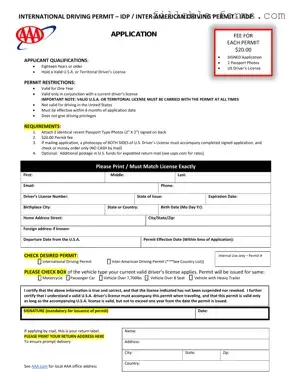 Fill Out a Valid Aaa International Driving Permit Application Template