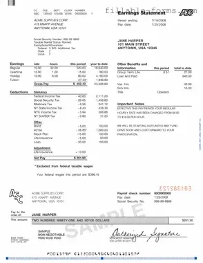 Fill Out a Valid Adp Pay Stub Template