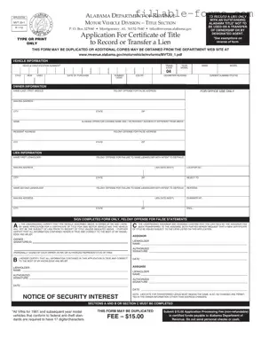 Fill Out a Valid Alabama Mvt 20 1 Template
