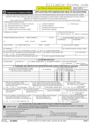 Fill Out a Valid VA 10-2850c Template