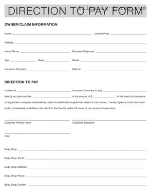 Fill Out a Valid Authorization And Direction Pay Template