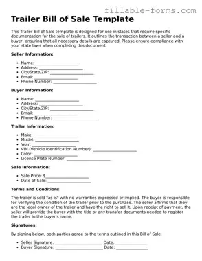 Printable Trailer Bill of Sale Form