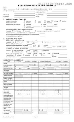 Fill Out a Valid Broker Price Opinion Template