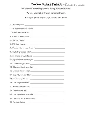 Fill Out a Valid Donated A Dollar Template