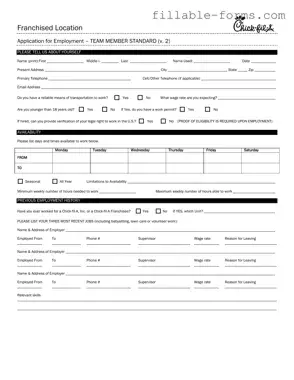 Fill Out a Valid Chick Fil A Job Application Template