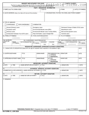 Fill Out a Valid Da 31 Template
